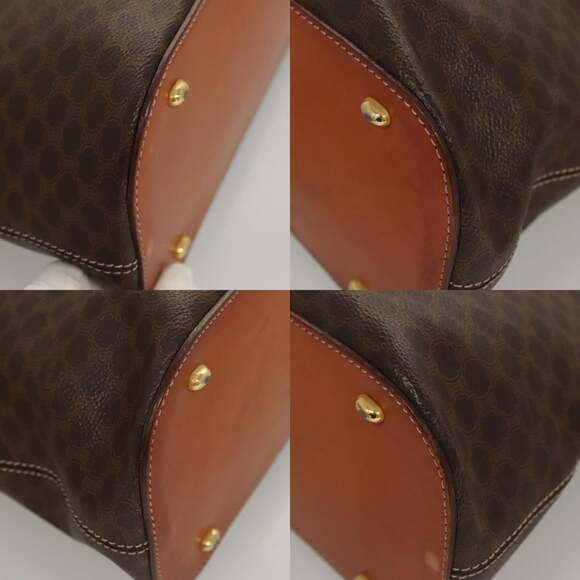 CELINE Macadam Canvas Hand Bag Pvc Leather Brown Gold - Picture 10 of 12